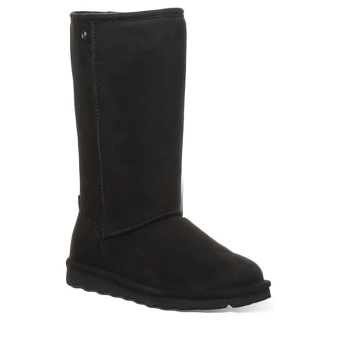 BEARPAW Women's Elle Tall Vegan Black Size 7 | Women's Slip On Boots | Comfortable Suede Winter Boot