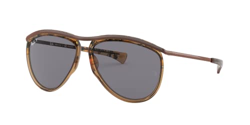 Ray-Ban RB2219 Olympian Aviator Sunglasses, Gradient Havana Brown/Polarized Grey, 59 mm