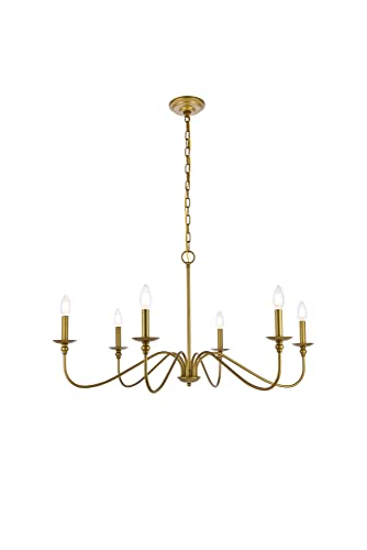 Elegant Lighting Rohan Collection 6 Light Chandelier In Matte Black Finish - 36" D X 19" H #TOP1