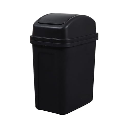 Kitchen Trash Can, 3.5 Gallon Large Capacity Slim Plastic Bathroom Trash Can with Swing-Top Lid,Waste Basket,Garbage Bin,Durable Garbage Cans for Dorm Bedroom Office Home Living Room Car (Black)