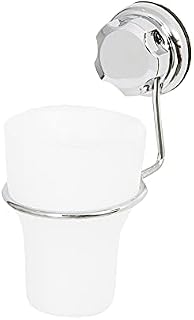 Compactor Bestlock Suction No Drilling Wall Mountable Toothbrush Holder with Cup, Chrome and White