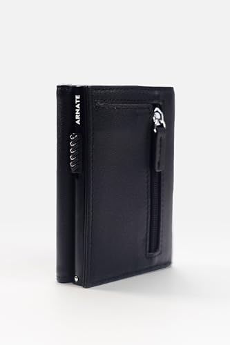 Pop Up Cards Leather Wallet Minimalist with Coin Pocket Magnetic Closure Side Slider 10 Cards Holder with ID Window Cash & Credit Cards, BLACK, RFID Safe Zip Around Genuine Leather Wallet2