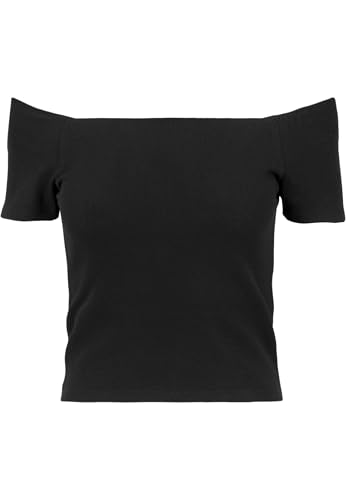 Urban Classics Damen Ladies Off Shoulder Rib Tee T Shirt, Schwarz, M...