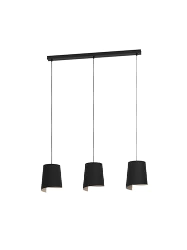 Suspension moderne design noir à 3 lumières pour remplacer un plafonnier obsolète et sombre
