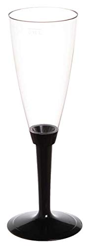 100 copas de flauta con base negra y champán, para aperitivos, desechables, transparentes Cover
