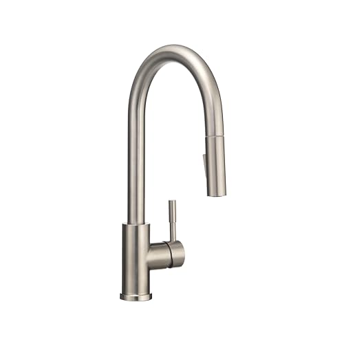 Image of Dura Faucet DF-MK530SLK-SN RV Single Handle Pull-Down (Satin Nickel) | RV single handle pull-down kitchen faucet for camper and trailer galleys. Brushed Satin Nickel finish.