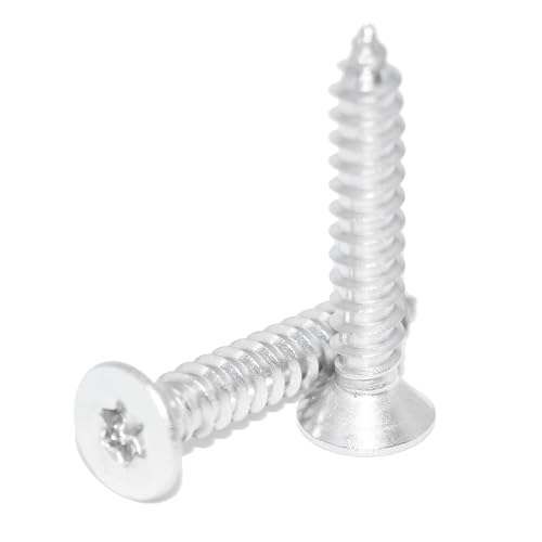 Tapping Screws 5.5 x 100 Stainless Steel A2 Pack of 6 Countersunk Tapping Screws with Hexalobular Hexalobular TX25, ISO 14586