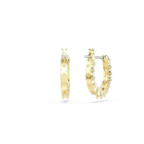 Swarovski Matrix Vittore hoop earrings, Round cut, White, Gold-tone Finish4