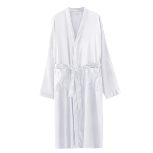 Mens Bathrobes Lightweight 2024 Long Sleeve Plus Size Sleepwear Soft Knee Length Solid Color Loungewear Pockets2