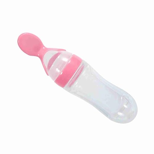 Biberones para Bebés que Amamantan, Biberón de Silicona para Niños Pequeños de 90mL con Cuchara, Alimentador Exprimidor de Cereales y Alimentos, Caliente (PINK) Biberones para Bebés que Amamantan, Biberón de Silicona para Niños Pequeños de 90mL con Cuchara, Alimentador Exprimidor de Cereales y Alimentos, Caliente (PINK)