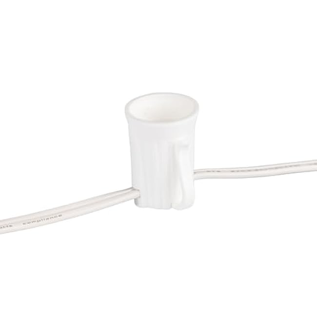 Novelty Lights 25 Foot String Light Set - Indoor/Outdoor Stringer Set for Christmas, Wedding Decor, Patios, & More - C9/E17 Intermediate Base (White Wire, 12 Spacing)
