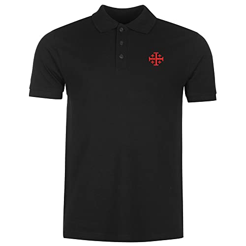 Polo Shirts for Men Jerusalem Cross Embroidered Short Sleeve Mens Polo Shirts