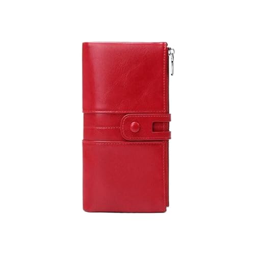 Handbags Business Wallets Women's Money Clips Leather Card Cases Purses Blocking Wallet Money Organisers 7.9Inch (Red)