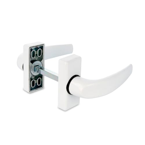 Amig - Juego de Manilla con Roseta, Modelo Delta, Medida: 121 x 72 mm, Cuadradillo de 8 mm, Óptimo para Puertas de Interior o Exterior, Acabado: Blanco
