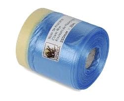 INDASA Pre-Taped Masking Film Roll with Natural Rubber Adhesive for Paint Overspray Protection Available in 14", 24", 47", and 71" Widths 3, 14" x 27Yds