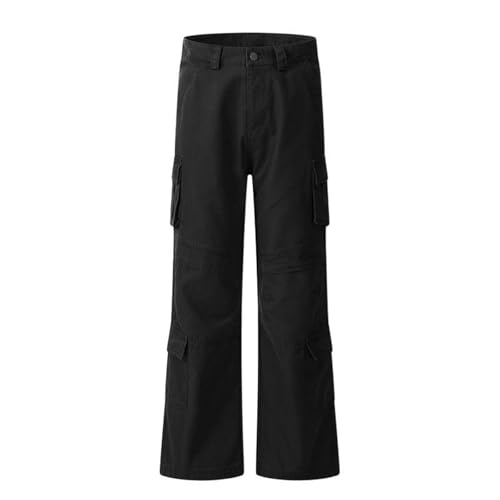 Men's Pants Spring Summer American Multi-Pocket Straight Leg Wide Leg Casual Cargo Trouser for Men