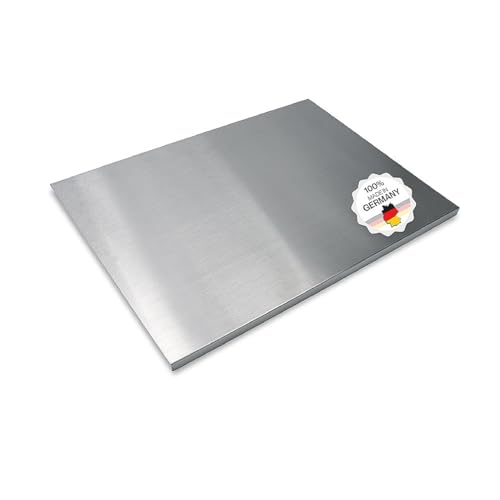 Arbeitsplatte Knetbrett Edelstahl [70x50 cm] - Für Kneten, Schneiden & Backen - Küchenplatte mit Anschlagkante - Auch als Nudelbrett, Backbrett, Teigbrett - Schneidebrett Platte Küche