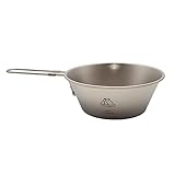 TITAN MANIA(チタンマニア) シェラカップ 450ml チタン製 ソロキャンプ クッカー コッヘル 超軽量 深型 頑丈 直火 目盛り付き 折りたたみハンドル付き アウトドア キャンプ用品 収納袋付き