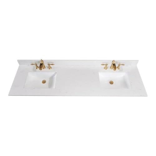 73 in. Engineered Stone Double Basin Vanity Top in Jazz White with White Basins