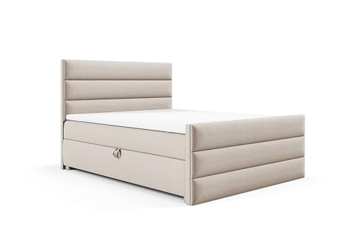 Best For Home - Boxspringbett |Trinity K1 Lux - Boxspringbett mit Bettkasten | Bett mit matratze und Topper | Polsterbett | Doppelbett mit Stauraum | Boxspringbett 140x200 mit Liefer und Aufbauservice