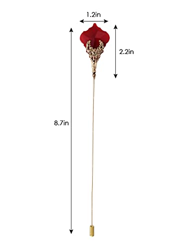 Image of Alilang Women's Hat Pin Golden Retro Hollow Out Design Inlaid with Synthetic Ruby Stick Pin Suit Pin for Men Women
