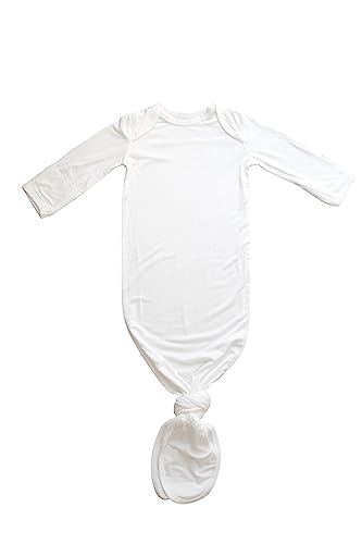 Image of Marlowe & Co Knotted Newborn Baby Gown, Ultra Soft Knotted Sleeper Gown for Baby Boy and Girl (0-3 Months, Cloud White)