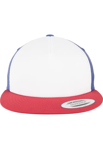 Flexfit Cap Foam Trucker with White Front, red/wht/royal, one Size, 6005FW