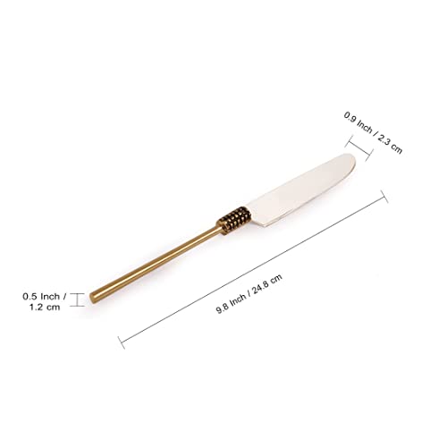 Image of ExclusiveLane 'Graceful Enigma' Stainless Steel & Brass Handcrafted Butter Knife Spreader for Dining Table (Silver & Bronze, 6 Pieces),(L x W x H) = (9.8 x 0.9 x 0.5) Inch,EL-005-1331