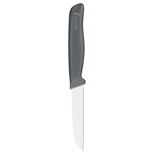ZylissCuchillo para verduras de acero inoxidable alemán afilado de 9 cm y 3,5 pulgadas con mango antideslizante de paja de trigo sostenible, funda de seguridad, cuchillo de cocina profesional