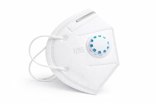 Image of N95 Premium N95 Respirator Mask with Exhalation Valve | Foldable Cup Style | Adjustable Nose Clip | Comfortable Ear Loop | High Filtration Protection (White)