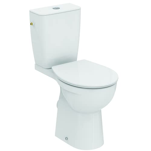 Ideal Standard Tirso plus Pack WC à poser Blanc, Cuvette Surélevée Sans Bride Rim LS, Abattant Frein de Chute, Réservoir fin, Chasse 3/6L, Sortie...