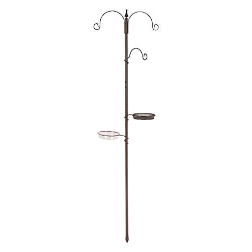 HomeZone Traditional 3 Arm Bird Feeders Hanging Station Heavy Duty Complete Bird Feeding Station Decorative Wildlife Feeding Pole Perfect For Garden And Outdoor Wild Birds