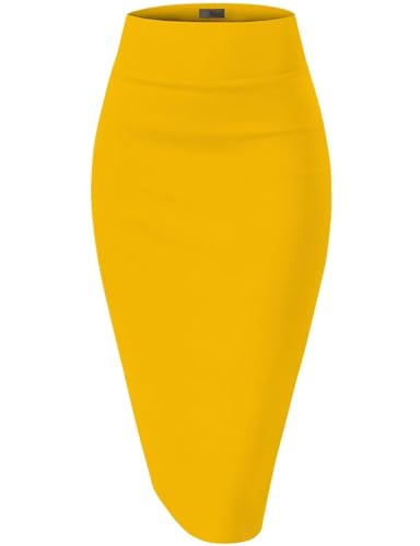 Image of Hybrid & Company Women's Premium Nylon Ponte Stretch High Waist Pencil Suit Skirt Below Knee