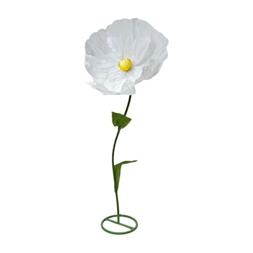 rockible Flor de Papel Artesanal Flor Gigante de Bodas con Base de pie Multipropósito Enorme Flor Artificial para Fiestas de cumpleaños, Blanco