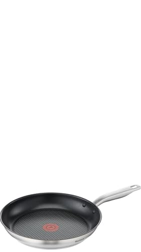 Tefal, Virtuoso Induction Stainless Steel Frypan 28cm, E4910625, 3X Stronger Titanium Non-Stick Coating, Thermo Signal Technology, Suitable for All Cooktops, Dishwasher Safe