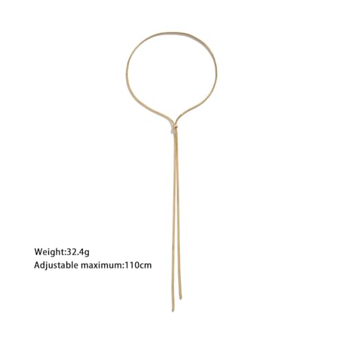 Dainty Long Gold Necklace for Women,Thin Herringbone Chain Necklace,Long Lariat Necklace Body Jewelry3