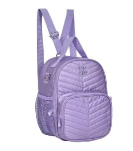 Mochila Infantil Lilás Acolchoada, Design Chevron, Alças Ajustáveis, Bolsos em Tela