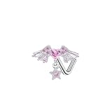 Mesnt Pendiente para cartílago, 1 pieza de piercing en forma de L para nariz, corazón con circonita cúbica en acero inoxidable, 0.8x7mm, Metal, Circonita cúbica