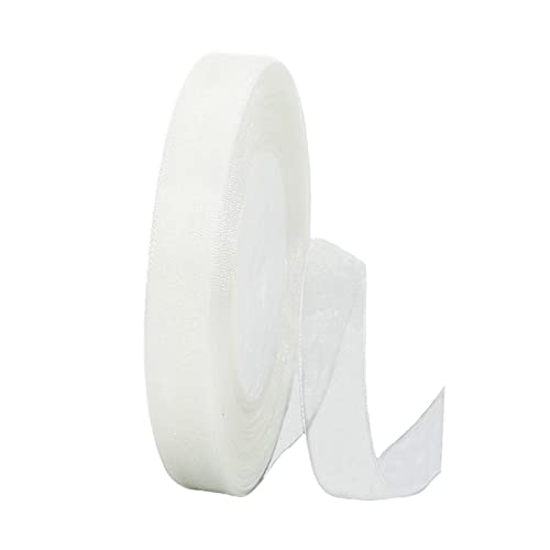 Cinta de Chiffon Organza Tul de Blanco Transparente para Embalaje Regalos Globos,15mm x 45m Cintas para Invitaciones y Decoración Regalos de Bodas Ramos Cumpleaños Navidad Envoltorios