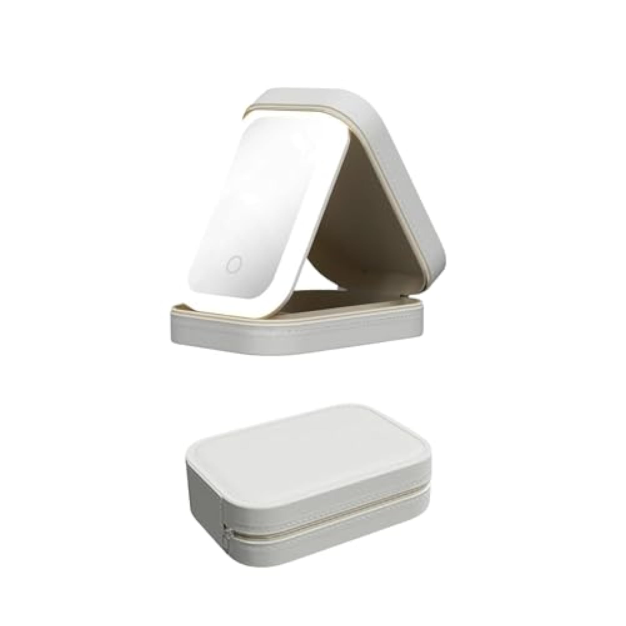 Compact Makeup Vanity with LED Mirror, Multi-Compartment Organizer