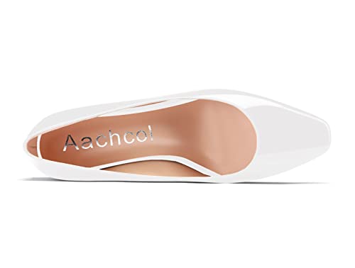 Aachcol Women Square Toe Pumps Wedge Mid Heel Slip-on Dress Shoes Office 2 Inch4