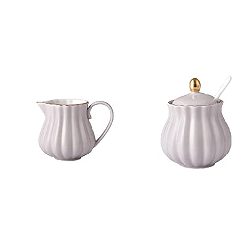 Saucer Ceramic Cream Pitcher Groove Shape Coffee Serving Gravy Boat 220cc/7.4oz Suitable for 2 Pieces of Coffee and Tea Dish(A)