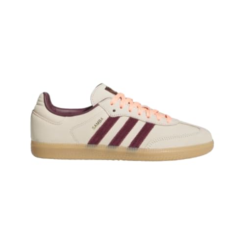 Image of adidas Originals Samba Womens Shoes, Wonder White /Maroon /Frozen Turbo Size 10