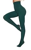DUCMODA Women's 80 Denier Tights Soft Opaque Solid Color Footed Pantyhose-S-M-Forest Green