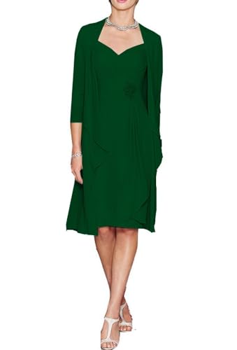 H.S.D Women's Sheath Short Lace&Chiffon Mother of The Bride Dresses with Jacket