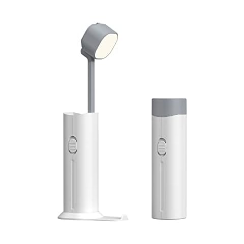 DiliDala LED Desk Lamp 3 Brightness Levels, Bedside Reading Lamps with Phone Holder Outdoor Emergency Light with USB Charging Port for Bedroom Camping Office (White) Cover