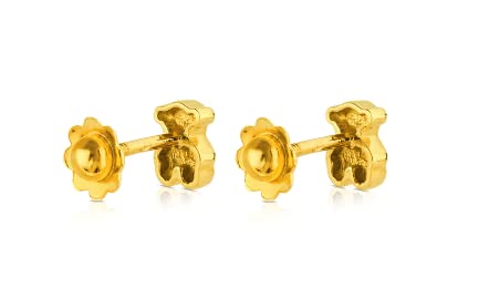TOUS Pendientes de Metal Precioso para Mujer con Motivo Oso de 0.5cm y Cierre Presión, Fino y Elegante, Colección Puppies