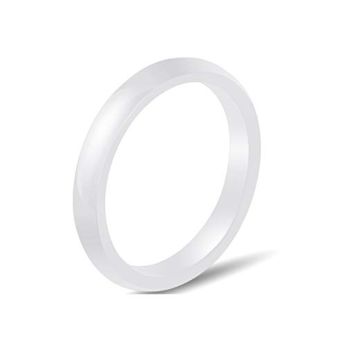 Uloveido Anniversary 3mm White Ceramic Rings for Men Women Comfort Fit Engagement Wedding Band Size 8 Y551