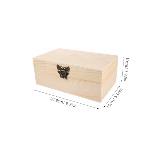 Boîte bois naturelle avec couvercle à charnière et fermoir robuste