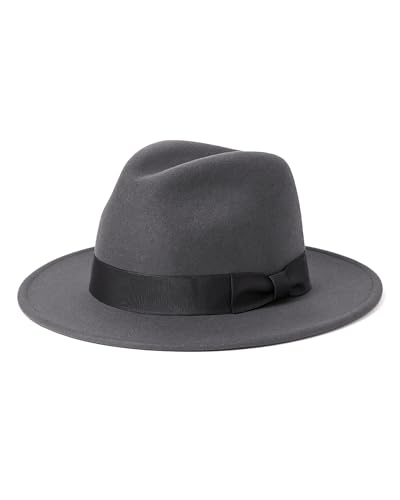 Zylioo Panama Hut für Herren Filz Größe S-M, Fedora Hut mit breiter Krempe Größe 57, Winter Klassischer Jazz Cap M
